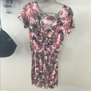 Maaji Pink and Green Leaf Print Top